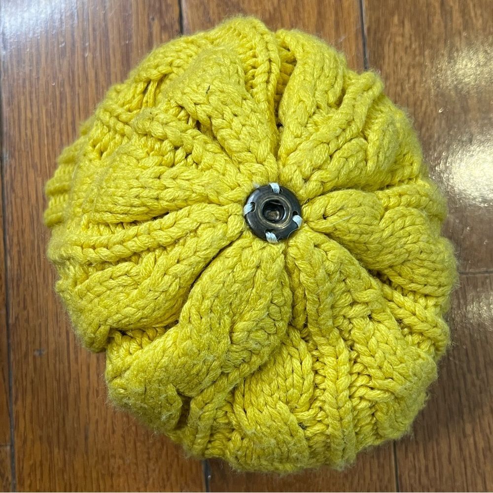 Jan & Jul Cable Knit Beanie Hat Mustard Yellow Kids L Chunky Knit Cozy Unisex - Picture 3 of 4